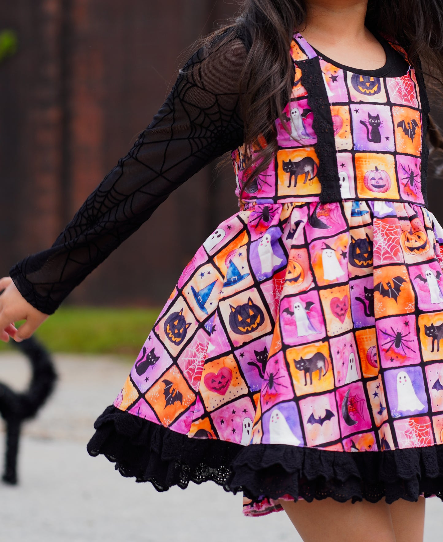 Black Spooky Spider Webs Top- Preorder
