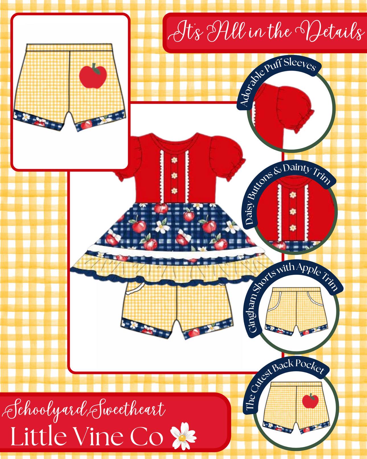 Schoolyard Sweetheart 2pc short set - RTS