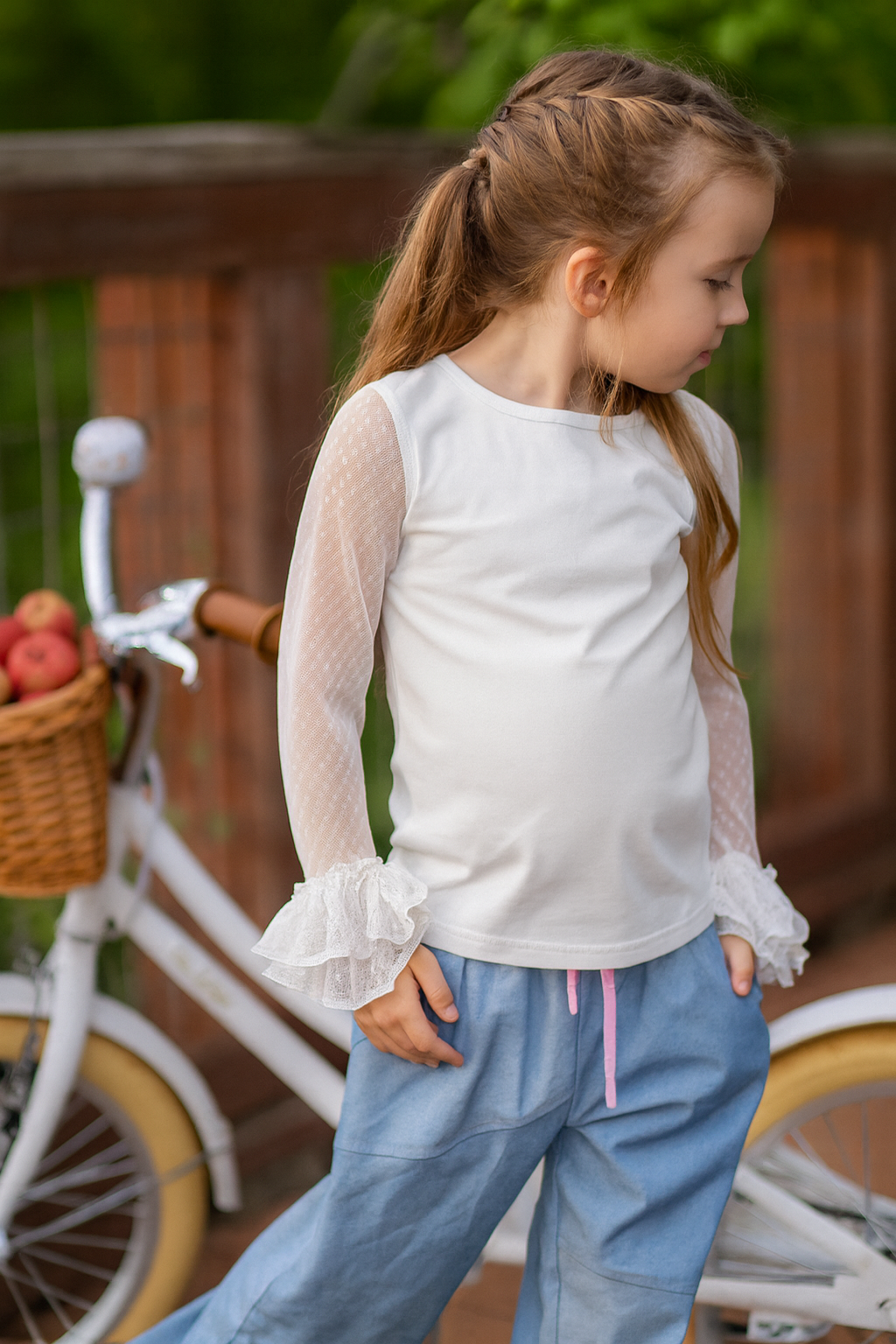 White Ruffled Swiss Dot Top- Preorder