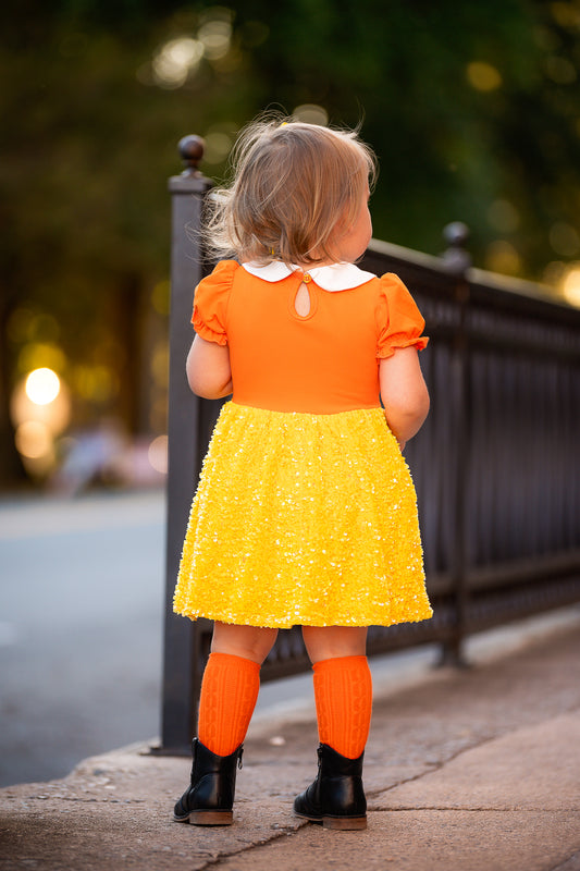 {{ Candy Corn Cutie }} Sequin Dress 1pc - RTS