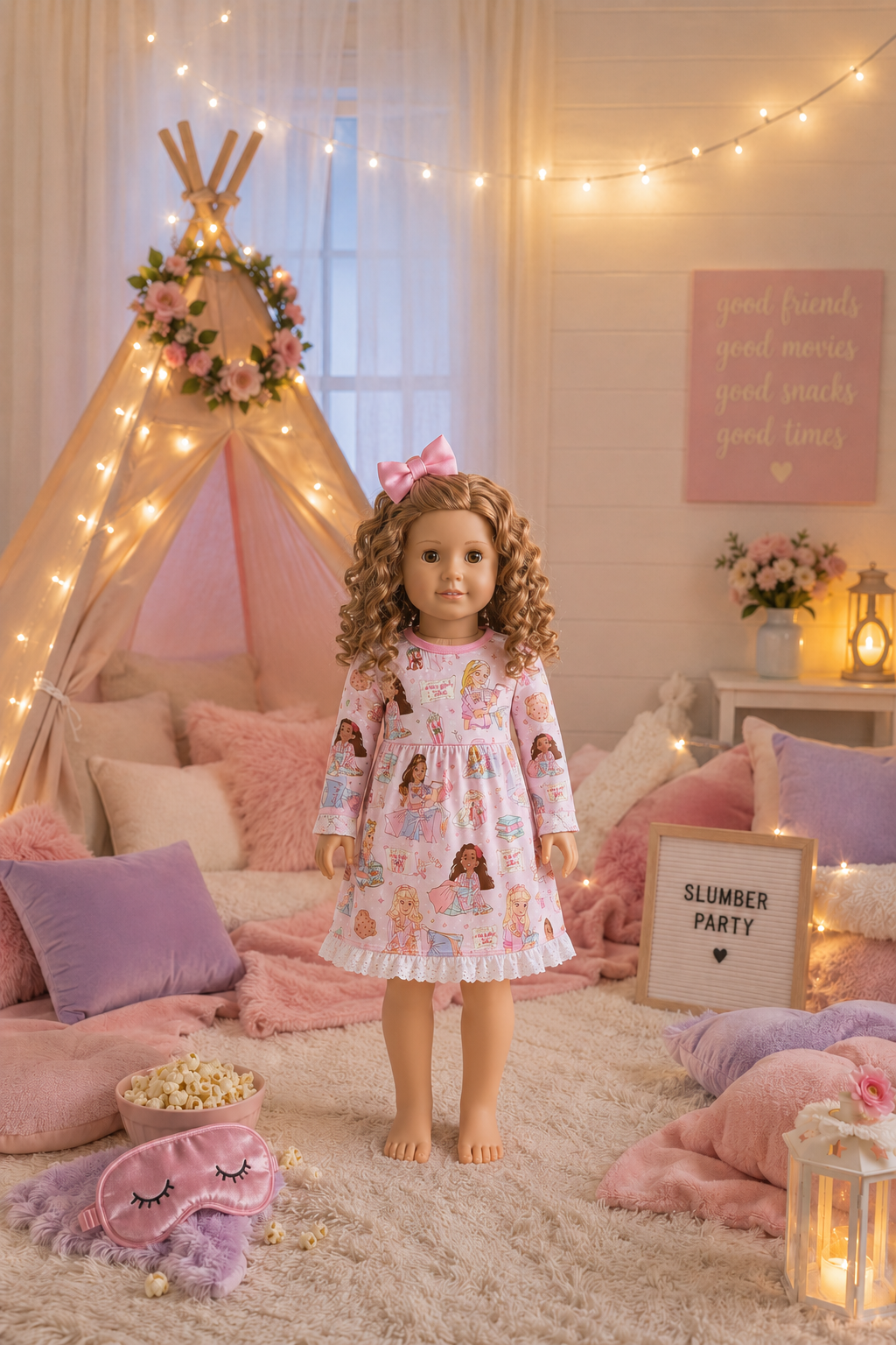 1pc DOLL Gown Match: Princess Slumber Party Cozy Essentials- Preorder