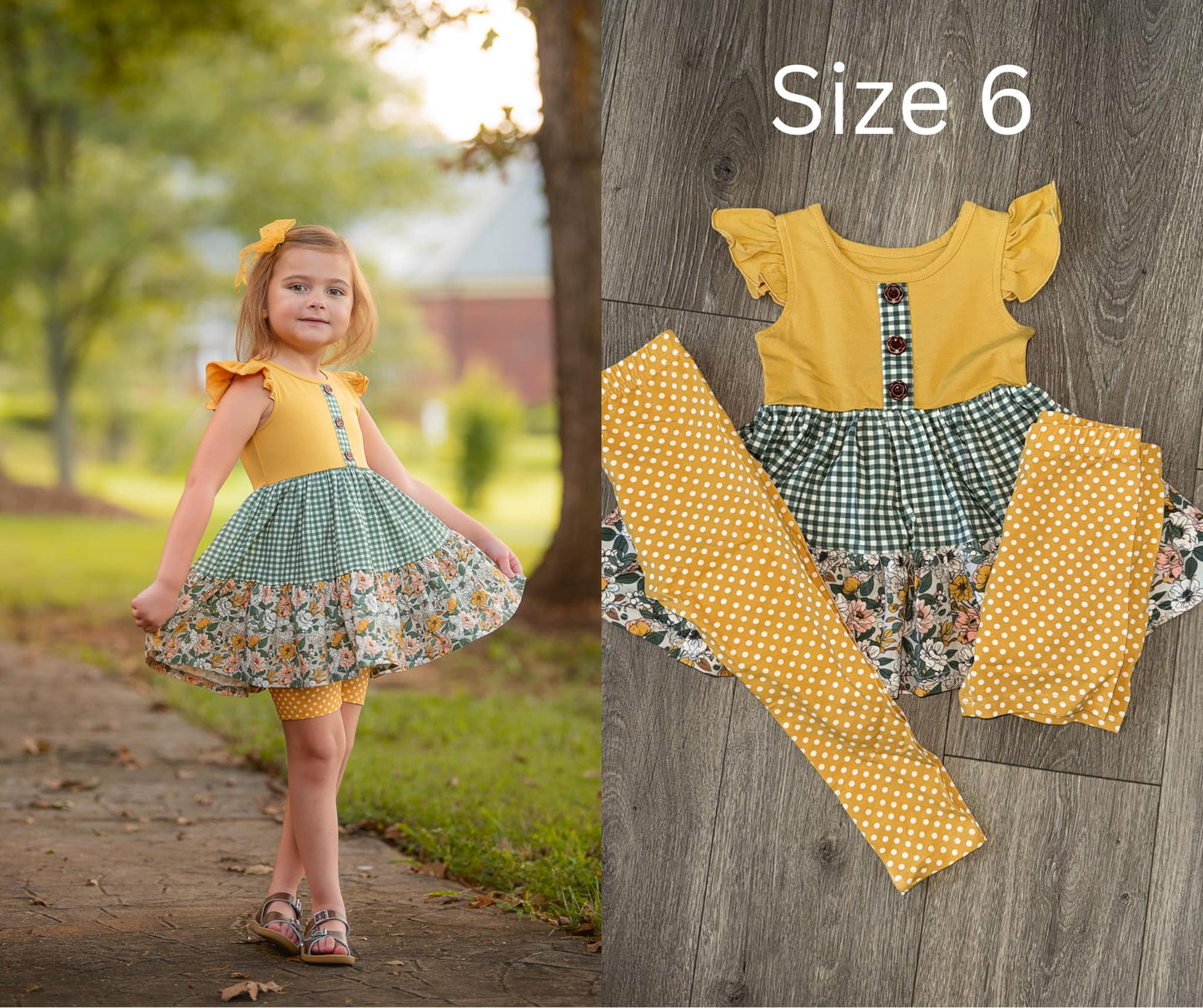 Marigold 3pc set Shorts and Leggings- RTS