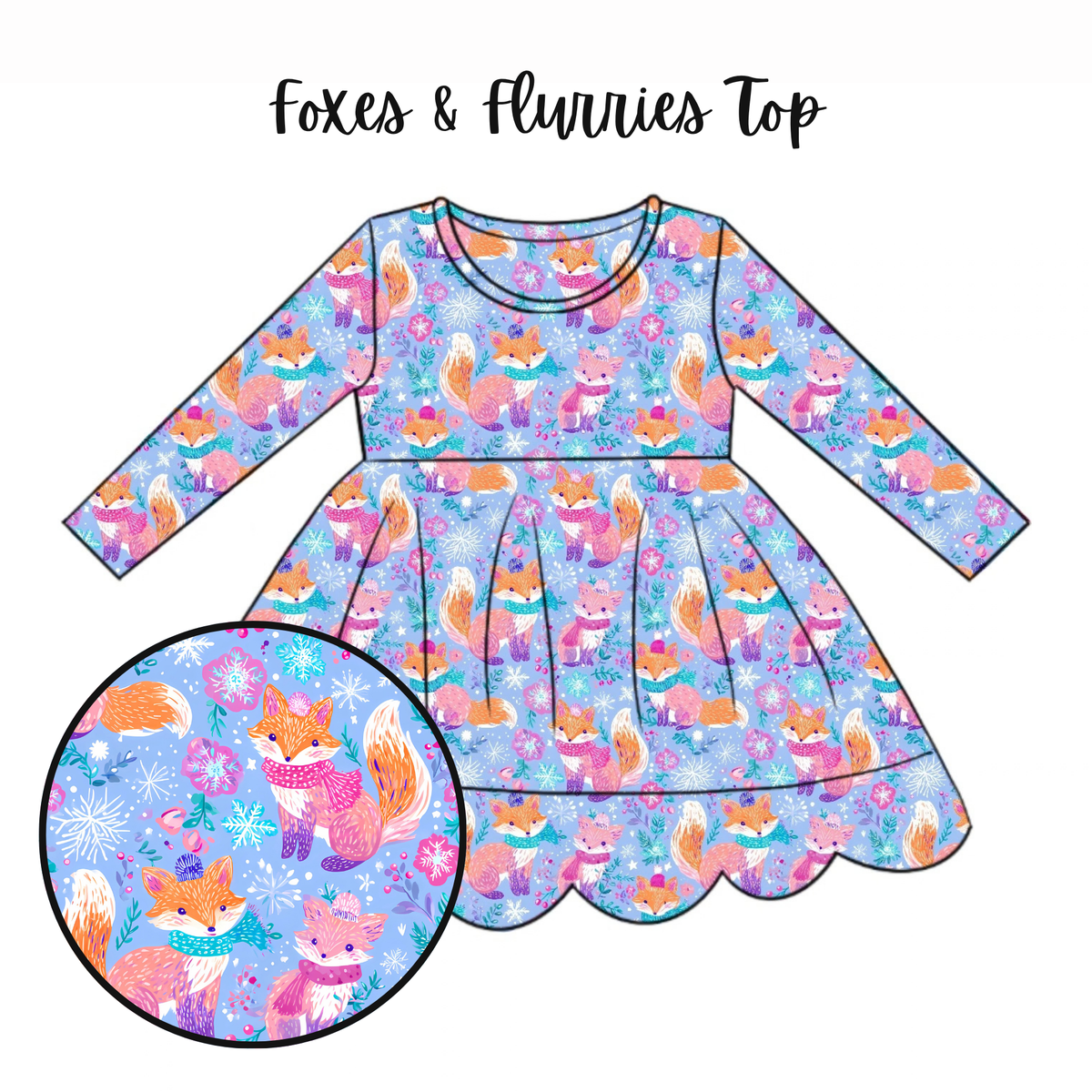Foxes & Flurries Top {{Snowy Mix & Match }} - Preorder