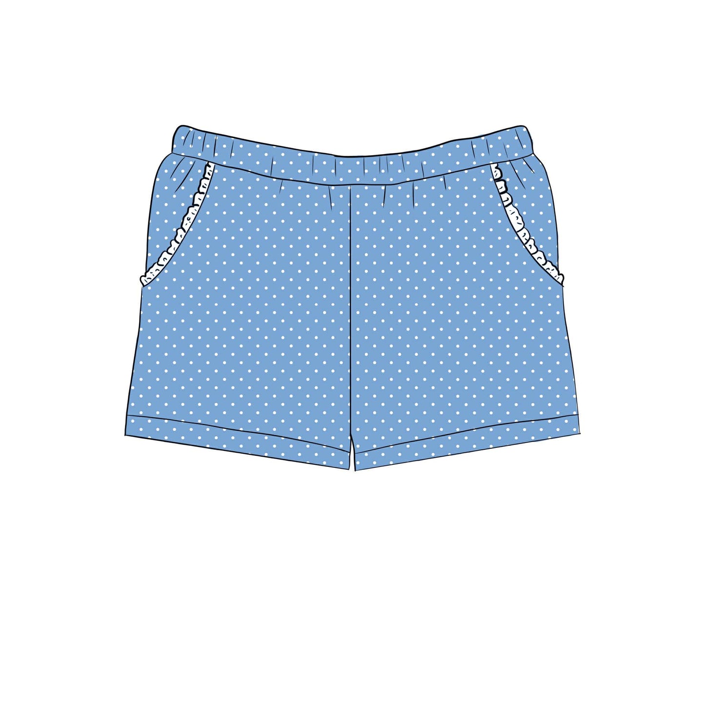 Blue Pin Dot Shorties - {{ Primary Play }} Mix & Match - RTS