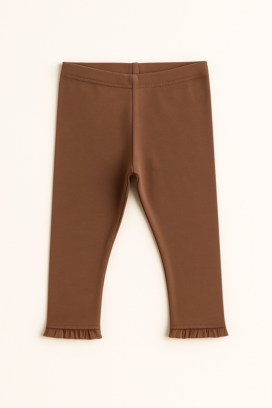 Brown Ruffle Ankle Legging - Preorder