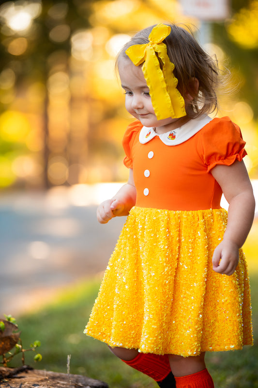 {{ Candy Corn Cutie }} Sequin Dress 1pc - RTS