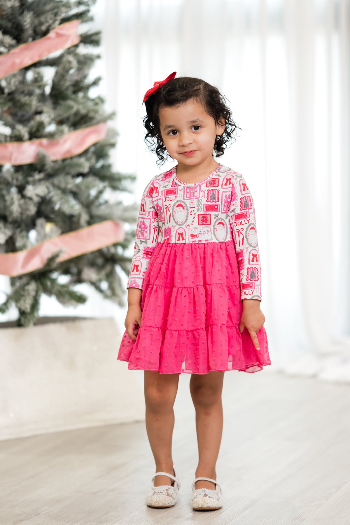 Jolly & Pink Swiss Dot Dress- Preorder
