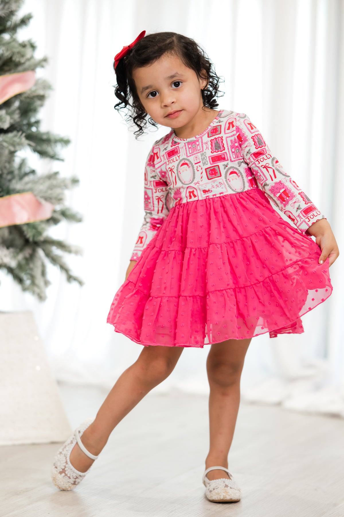 Jolly & Pink Swiss Dot Dress- Preorder