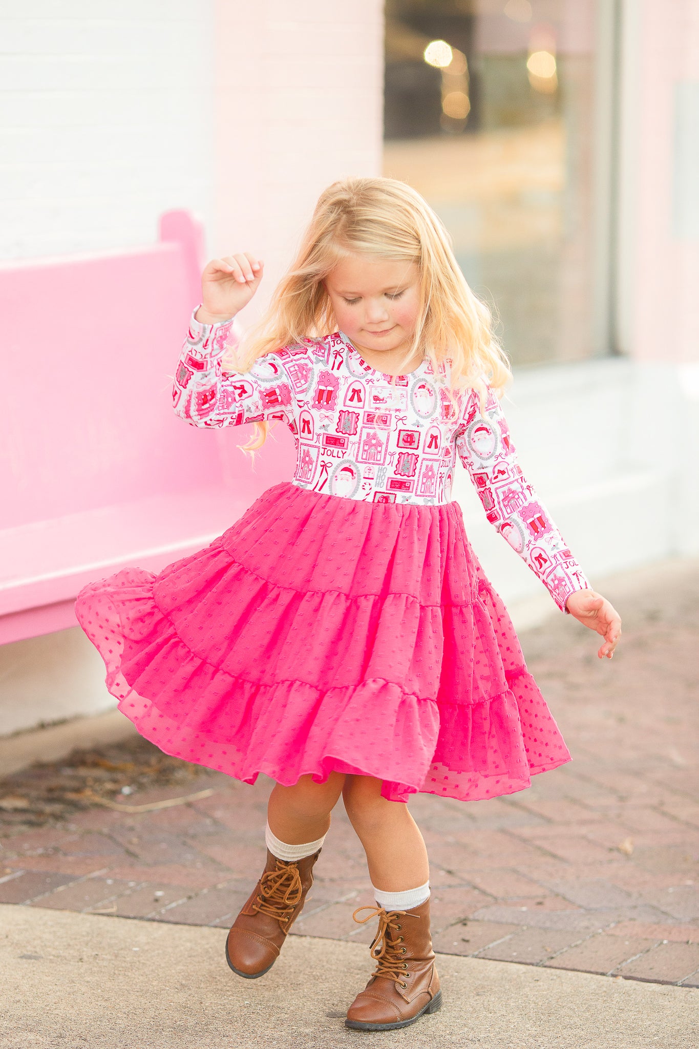 Jolly & Pink Swiss Dot Dress- Preorder