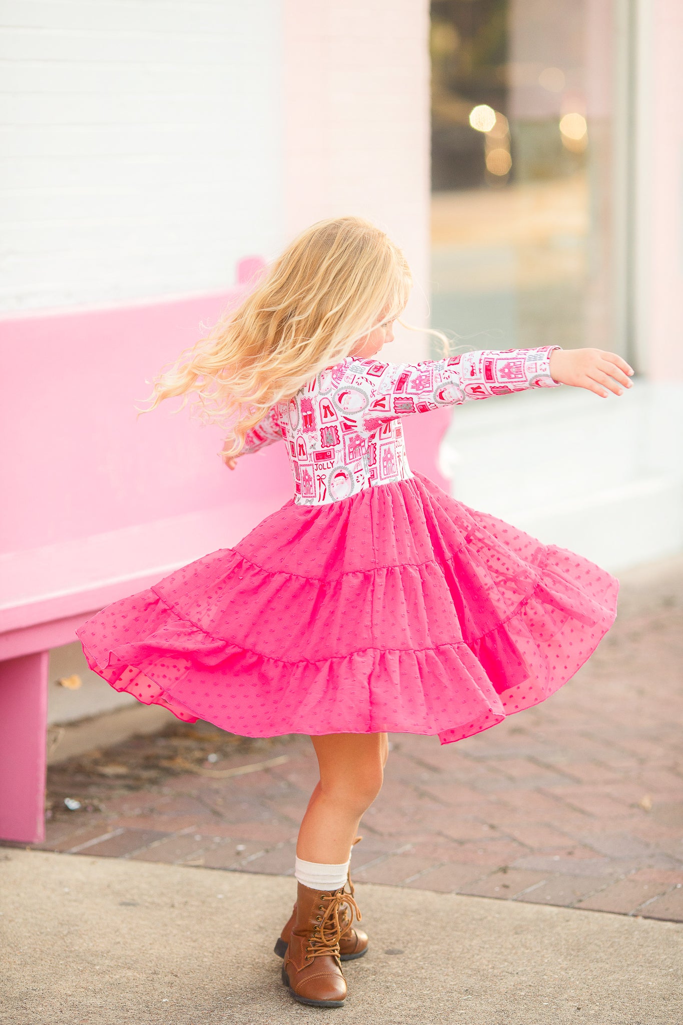 Jolly & Pink Swiss Dot Dress- Preorder