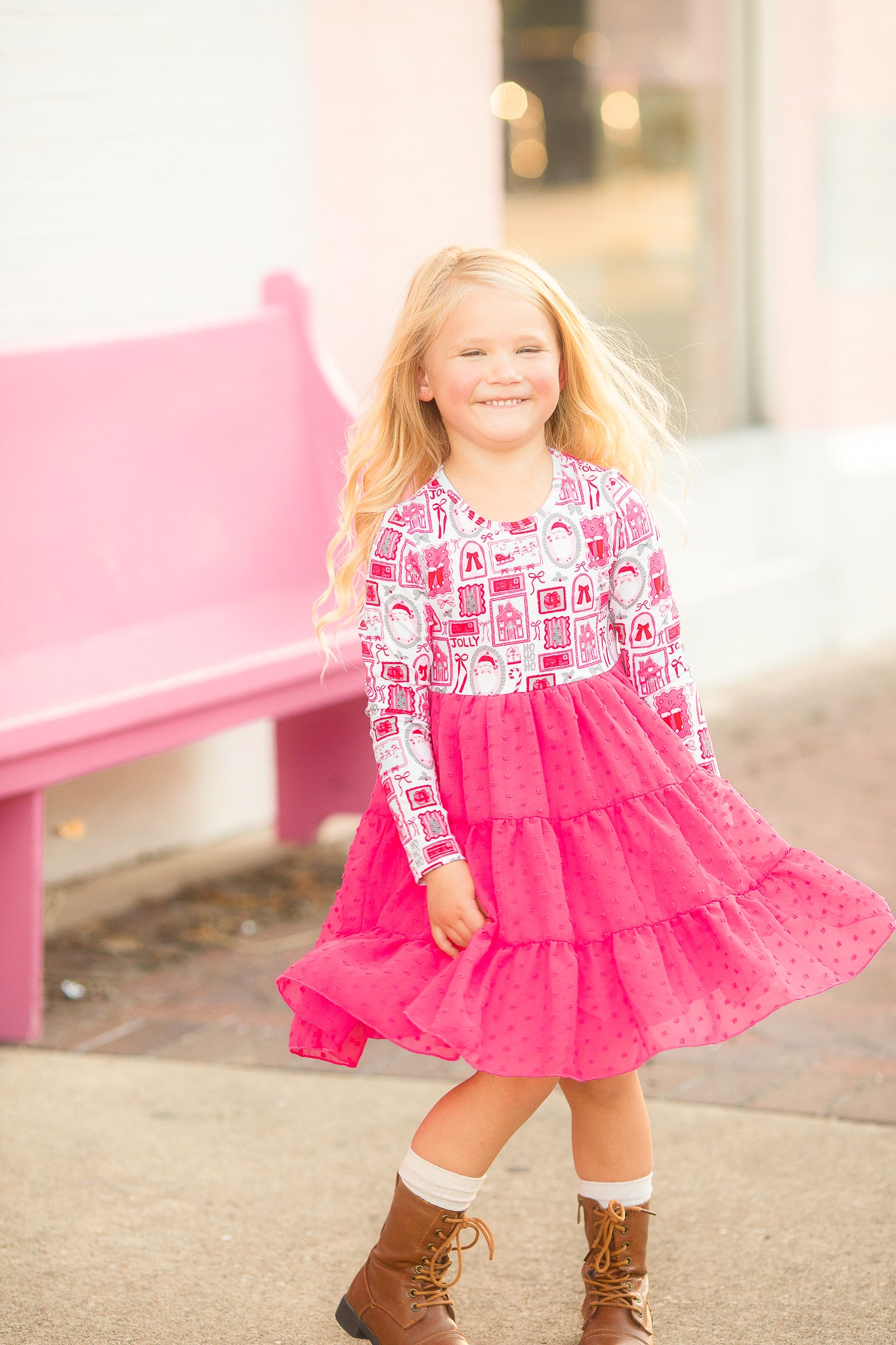 Jolly & Pink Swiss Dot Dress- Preorder