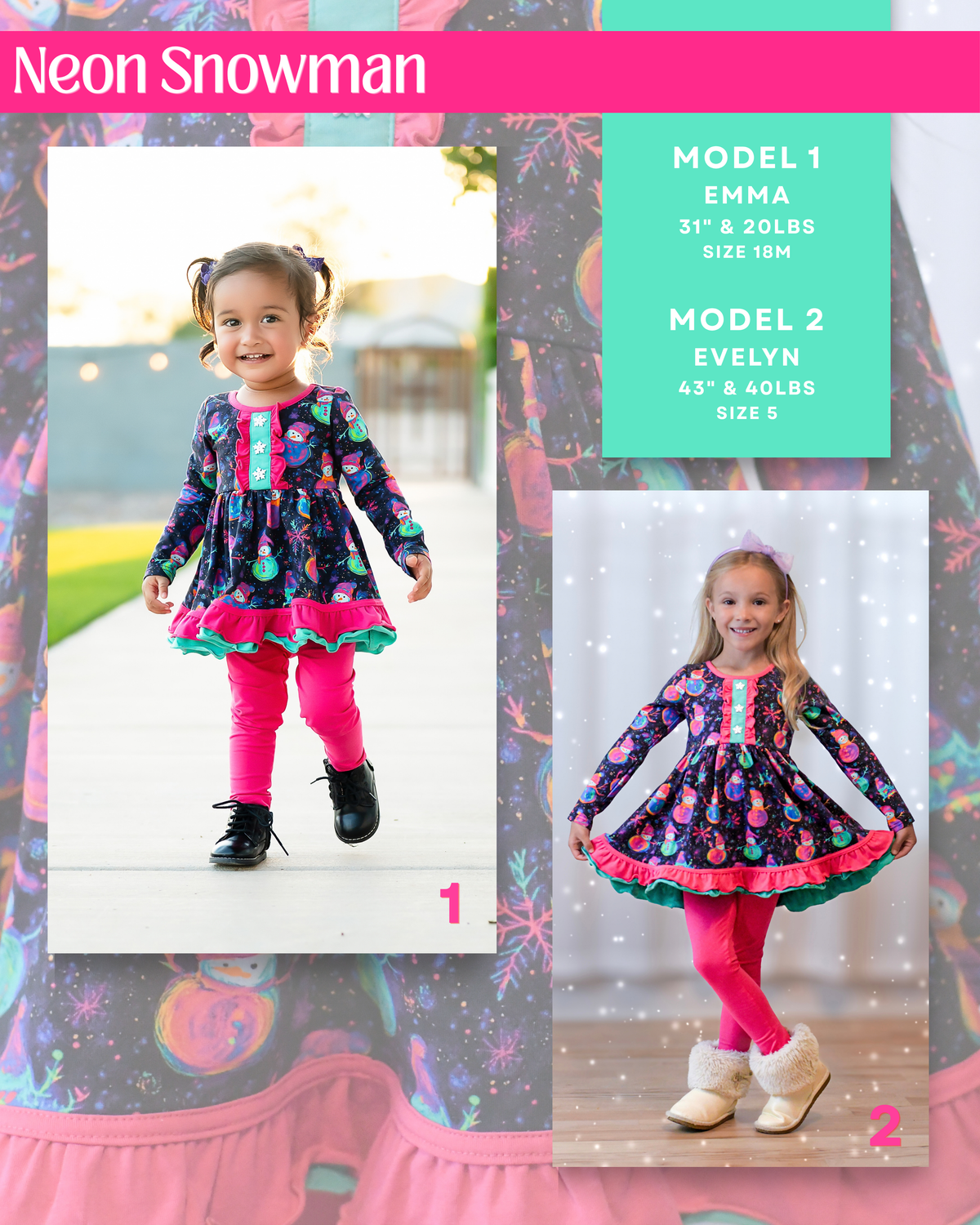 Neon Snowman Tunic Set- Preorder